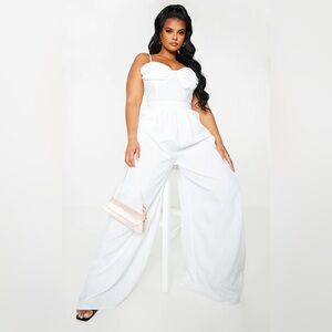 PrettyLittleThing White Strapless Jumpsuit